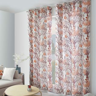 Rideau à Oeillets Coloré Motif Exotique - 140x240 Cm - Terracotta