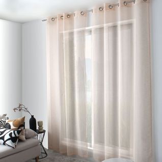 Voilage à Oeillets Aspect Lin - 140x240 Cm - Pêche