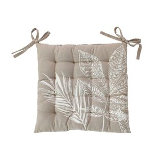 Galette De Chaise Piquée Motif Nature - 38x38 Cm - Naturel