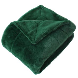 Plaid - Effet Fourrure Double Face Flanelle - 125x150 Cm - Vert