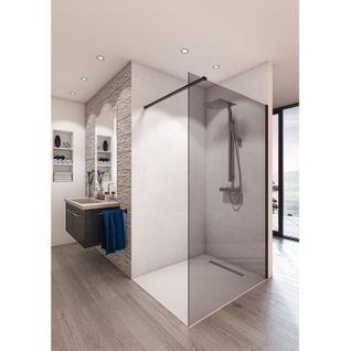 Paroi De Douche En Kit Baleares Grey - Verre Timeless 8mm Trempé By Saint-gobain - L.140cm X H.198cm