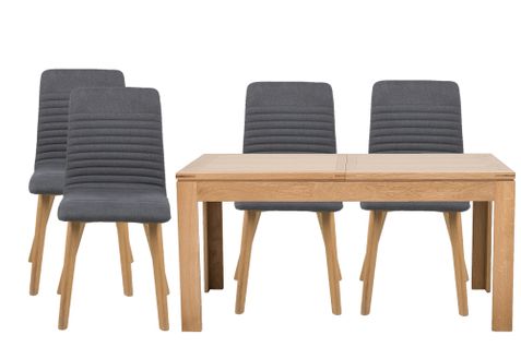 Table Rectangulaire à Rallonges L160/240 + 4 Chaises Scandinaves - Boston
