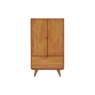 Buffet Haut Rétro En Bois 2 Portes 1 Tiroir L80 H140 Noir - Mallet