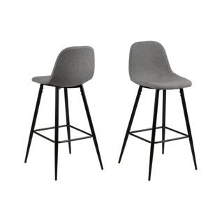 Tabourets De Bar En Tissu Piétement Métal Noir (lot De 2) - Willy