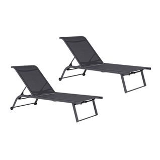 Bains De Soleil Inclinables En Aluminium Et Tissu (lot De 2) - Cabourg