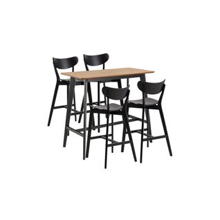 Table De Bar Et 4 Tabourets De Bar Scandinaves En Bois - Leta