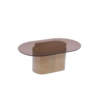 Table Basse Ovale En Bois Et Verre Marron Fumé L100 - Alba