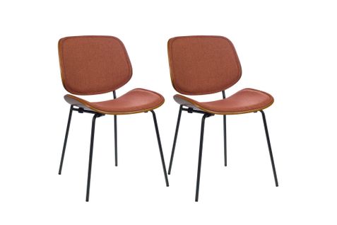 Chaises Rétro En Noyer Et Tissu (lot De 2) - Ellea