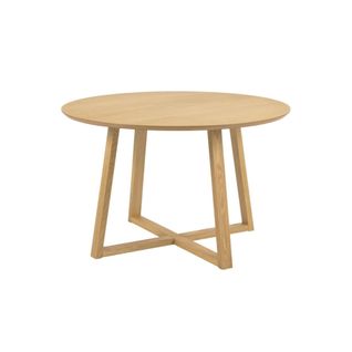 Table à Manger Ronde Pieds Croisés Chêne Naturel 4 Places D120 - Moly