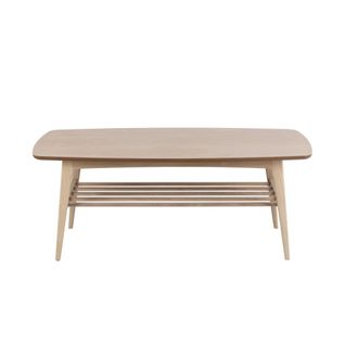 Table Basse Rectangulaire En Chêne Blanchi 1 Tablette - Kirsten