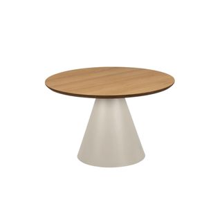 Table Basse Ronde En Bois Et Métal Grège D65 - Girolle