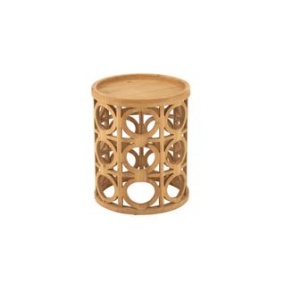 Bout De Canapé Rond Sculpté En Bois - Cahuita