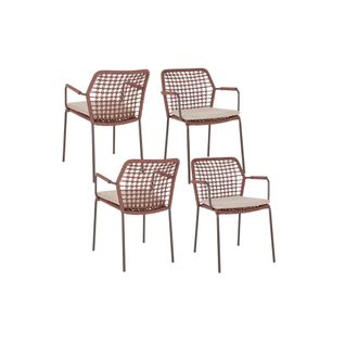 Chaises De Jardin à Accoudoirs Et Coussin (lot De 4) - Palma