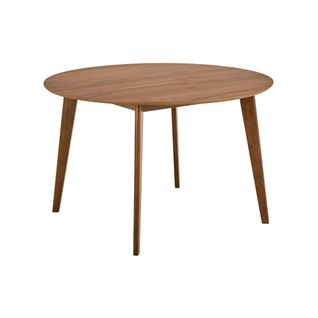 Table à Manger Ronde En Bois D120 Noyer 4/6 Places - Leta