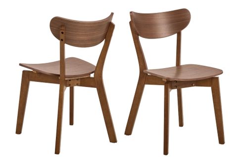 Chaise Scandinave En Bois Finition Noyer (lot De 2) - Leta