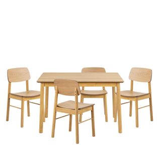 Table Rectangulaire En Chêne L120 + 4 Chaises Chêne - Izia
