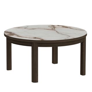 Table Basse Ronde En Céramique Et Chêne Fumé D90 - Simone