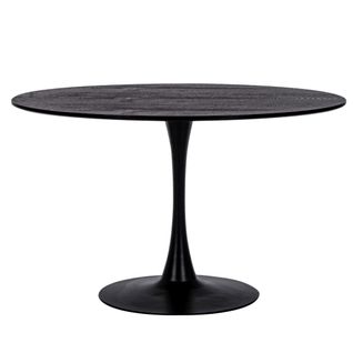 Table à Manger Ronde Tulipe En Métal Noir L120 4 Places - Blossom