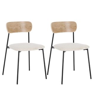Chaises Design En Métal/bois Et Bouclette Ivoire (lot De 2) - Emy