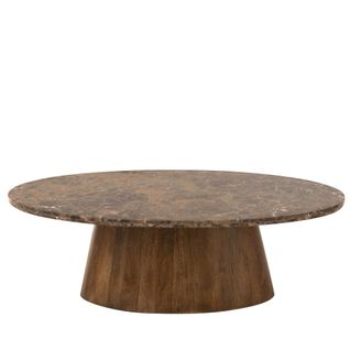 Table Basse Ovale En Bois Et Marbre Marron L130 - Rotterdam