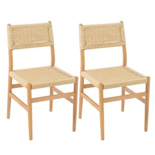 Chaises De Salle à Manger En Bois Et Assise Tressée (lot De 2) - Sofia