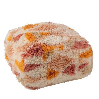 Pouf Carré Ethnique En Laine Multicolore - Patcha