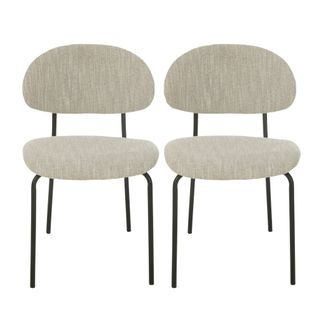 Chaises De Salle à Manger Design En Tissu Beige (lot De 2) - Arko