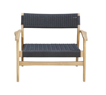 Fauteuil De Jardin En Teck Massif Et Cordage Noir Manille