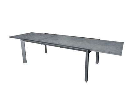 Table De Jardin 8/12p En Aluminium Et Plateau En Verre Gris Modulo