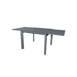 Table De Jardin 4/8p En Aluminium Et Plateau En Verre Gris Modulo