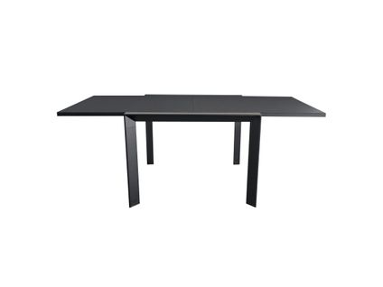 Table De Jardin 4/8p En Aluminium Et Plateau En Verre Poli Noir Modulo