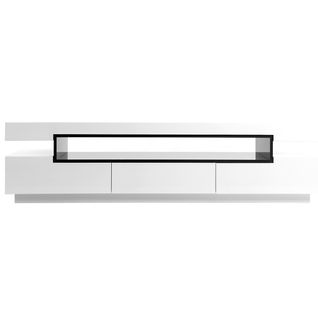 Meuble TV Design Blanc Laqué Brillant L200 Cm Livo