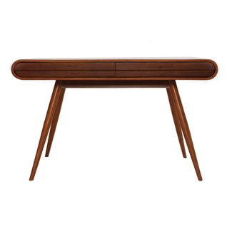 Bureau Avec Rangements 2 Tiroirs Vintage Bois Foncé Noyer L120 Cm Bjorg