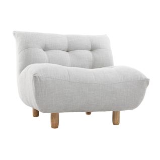Fauteuil Scandinave En Tissu Gris Clair Et Bois Clair Yumi