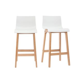 Tabouret De Bar Design Bois Et Blanc 75 Cm (lot De 2) New Surf