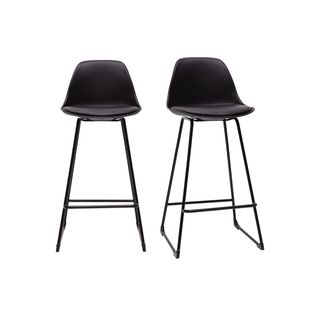 Tabourets De Bar Design Noirs Pieds Métal H66 Cm (lot De 2) Franz