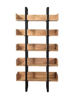 Bibliothèque Industrielle En Bois Massif Et Métal Noir L90 Cm Tao