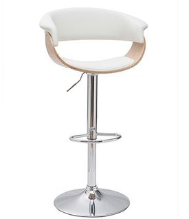 Tabouret De Bar Design Réglable Blanc Et Bois Clair Oktav