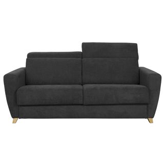 Canapé Convertible 3 Places Avec Têtières Ajustables Gris Anthracite Avec Matelas 13 Cm Goya