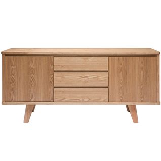 Buffet Scandinave En Bois Clair 2 Portes 3 Tiroirs L160 Cm Fifties