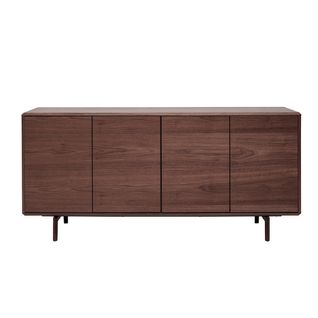 Buffet Vintage En Bois Foncé Noyer 4 Portes L160 Cm Suva