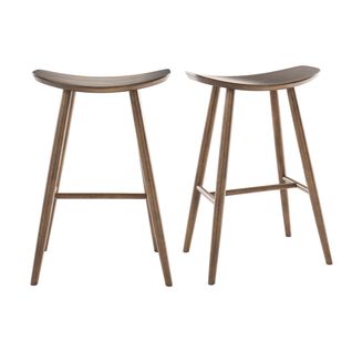 Tabourets De Bar Design Noyer H72 Cm (lot De 2) Demory