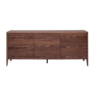 Buffet En Bois Foncé Noyer 2 Portes 3 Tiroirs 180 Cm Benja
