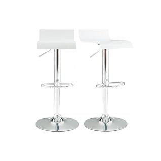 Tabourets De Bar Design Blancs Et Acier Chromé (lot De 2) Surf V2