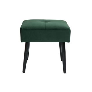 Tabouret Bas En Tissu Effet Velours Texturé Vert Foncé Et Métal Noir H46 Cm Guesta
