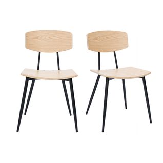 Chaises Vintage En Bois Clair Chêne Et Métal Noir (lot De 2) Joline