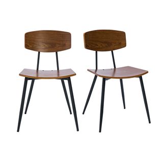 Chaises Vintage En Bois Foncé Noyer Et Métal Noir (lot De 2) Joline