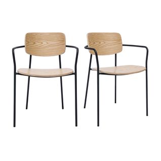 Chaises En Bois Clair Chêne Et Métal Noir (lot De 2) Susan