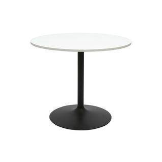 Table à Manger Design Ronde Blanche Et Métal Noir D90 Cm Calista