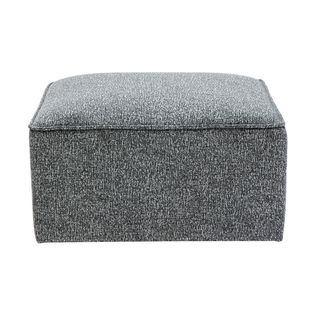 Pouf Repose Pieds En Tissu Chiné Gris Foncé Kerry